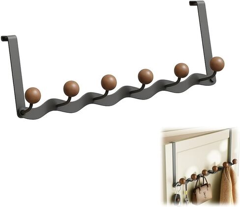 No-Drill Over-The-Door Hooks with Wooden Knobs, Multi-Purpose Home Hanger for Various Room Doors, Holds Towels, Coats, and Hats. (Cream White, 4 Hooks) in Saudi Arabia