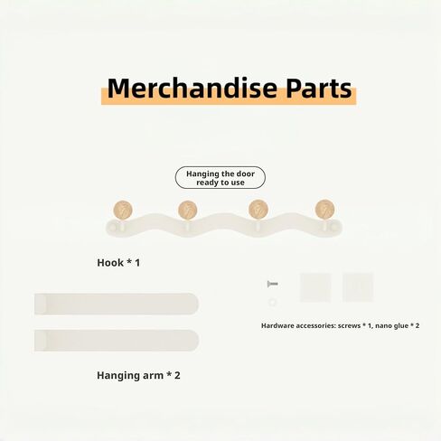 No-Drill Over-The-Door Hooks with Wooden Knobs, Multi-Purpose Home Hanger for Various Room Doors, Holds Towels, Coats, and Hats. (Cream White, 4 Hooks) in Saudi Arabia