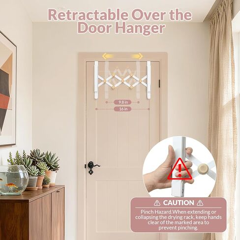 Over The Door Hanger for Laundry, Collapsible Over Door Hooks Foldable Clothes Drying Rack with 7 Hooks for Hanging Clothes, Door Hanger Organizer Towel Rack for Bedroom Dorm Bathroom Living Room in Kuwait