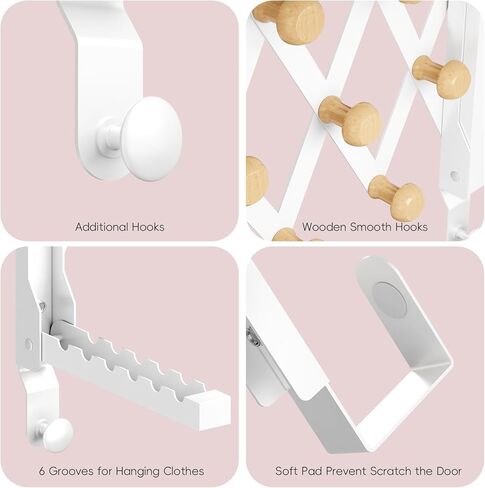 Over The Door Hanger for Laundry, Collapsible Over Door Hooks Foldable Clothes Drying Rack with 7 Hooks for Hanging Clothes, Door Hanger Organizer Towel Rack for Bedroom Dorm Bathroom Living Room in Kuwait