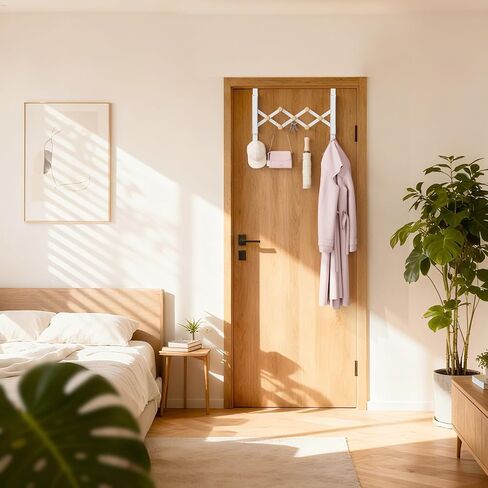 Over The Door Hanger for Laundry, Collapsible Over Door Hooks Foldable Clothes Drying Rack with 7 Hooks for Hanging Clothes, Door Hanger Organizer Towel Rack for Bedroom Dorm Bathroom Living Room in Kuwait