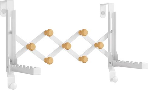 Over The Door Hanger for Laundry, Collapsible Over Door Hooks Foldable Clothes Drying Rack with 7 Hooks for Hanging Clothes, Door Hanger Organizer Towel Rack for Bedroom Dorm Bathroom Living Room in Kuwait