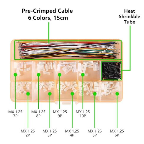 1.25mm Connectors Plug Kit 1.25mm Pitch Connectors and Pre-Crimped Cables Compatible with JST Molex PicoBlade 1.25mm 15cm Pre-Crimped Cable Wire in Saudi Arabia