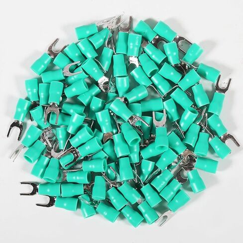 100Pcs 16-14AWG Insulated Terminals Ring Electrical Wire Crimp Connectors-Green in Saudi Arabia