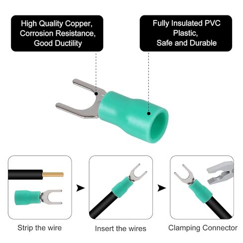 100Pcs 16-14AWG Insulated Terminals Ring Electrical Wire Crimp Connectors-Green in Saudi Arabia