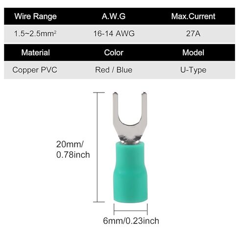 100Pcs 16-14AWG Insulated Terminals Ring Electrical Wire Crimp Connectors-Green in Saudi Arabia