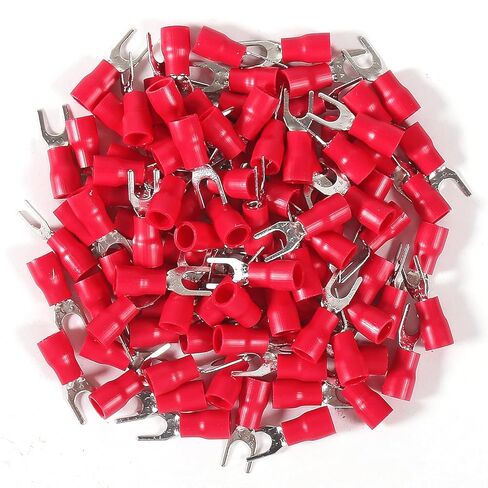 100Pcs 16-14AWG Insulated Terminals Ring Electrical Wire Crimp Connectors-Red in Saudi Arabia