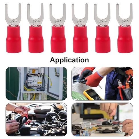 100Pcs 16-14AWG Insulated Terminals Ring Electrical Wire Crimp Connectors-Red in Saudi Arabia