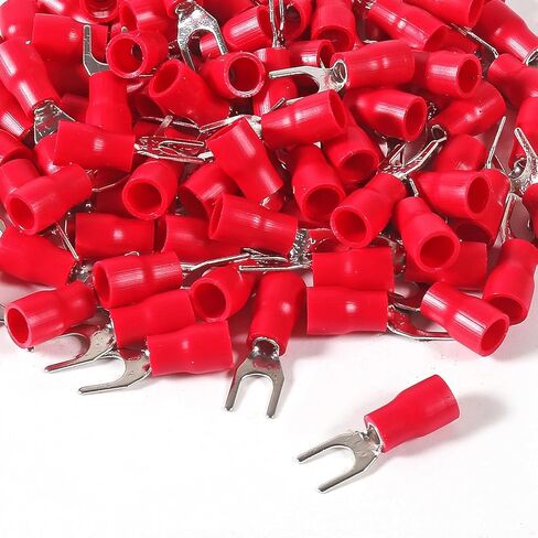 100Pcs 16-14AWG Insulated Terminals Ring Electrical Wire Crimp Connectors-Red in Saudi Arabia