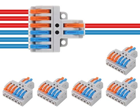 5pcs Lever Wire Connectors - 2 in 6 Out Quick Electrical Lever Nuts, Push-in Conductor Terminal Block AWG 28-12 in Saudi Arabia