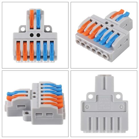 5pcs Lever Wire Connectors - 2 in 6 Out Quick Electrical Lever Nuts, Push-in Conductor Terminal Block AWG 28-12 in Saudi Arabia