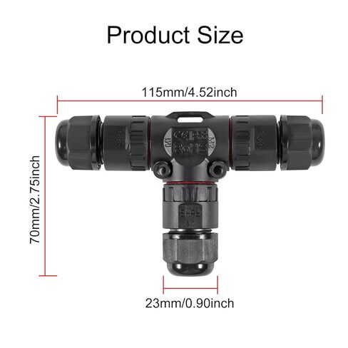 2pcs Upgraded Junction Box Outdoor Waterproof IP68, Outdoor 2 Way T Shape Junction Box Electrical Cable Connector for AWG 28-13 Wire Range in Saudi Arabia