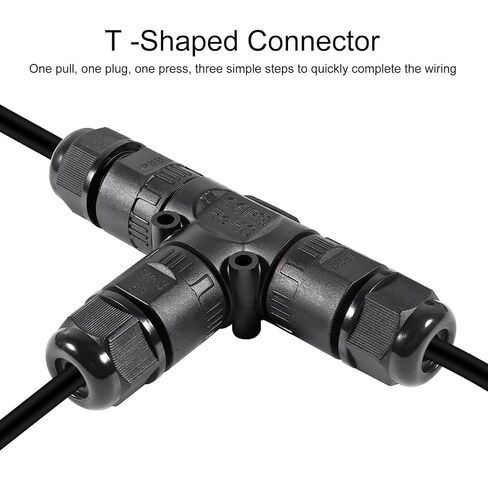 2pcs Upgraded Junction Box Outdoor Waterproof IP68, Outdoor 2 Way T Shape Junction Box Electrical Cable Connector for AWG 28-13 Wire Range in Saudi Arabia
