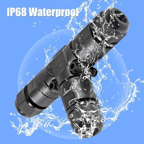 2pcs Upgraded Junction Box Outdoor Waterproof IP68, Outdoor 2 Way T Shape Junction Box Electrical Cable Connector for AWG 28-13 Wire Range in Saudi Arabia