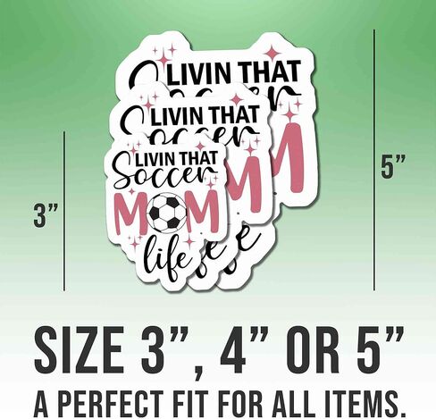 Soccer Stickers Soccer Lover Decals Livin That Soccer Mom Life Vinyl Stickers, Weather-Resistant Sticker for Water Bottles Laptop Window Car Size 3" in Saudi Arabia