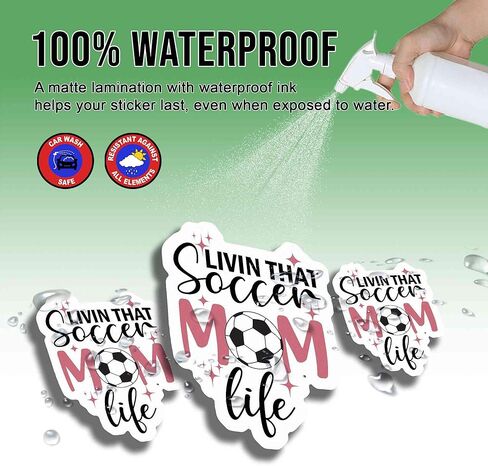 Soccer Stickers Soccer Lover Decals Livin That Soccer Mom Life Vinyl Stickers, Weather-Resistant Sticker for Water Bottles Laptop Window Car Size 3" in Saudi Arabia