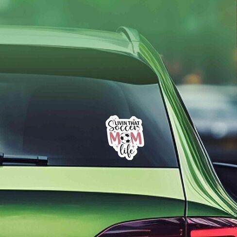 Soccer Stickers Soccer Lover Decals Livin That Soccer Mom Life Vinyl Stickers, Weather-Resistant Sticker for Water Bottles Laptop Window Car Size 3" in Saudi Arabia