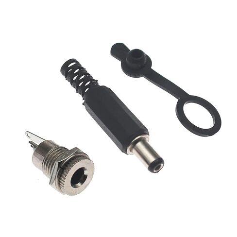 fengpeng 2/5/10set 5.5x2.1mm/2.5mm Plastic Male Plug Metal DC Power Socket Female Jack Screw nut Panel mounting Connector * 2.1mm(Style 2,2.5 mm,5 Set) in Kuwait