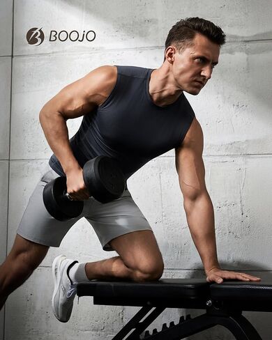 قميص ضغط BOOJO للرجال - تي شيرت بدون أكمام بدون أكمام للتمرين والجري سريع الجفاف بطبقة أساسية للجيم الرياضي in Kuwait