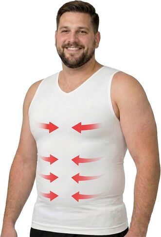 ARMSTRONG AMERICA Mens Compression Shirt Slimming Shapewear | V Neck Gynecomastia Compression Shirts for Men | Body Shaper in Kuwait