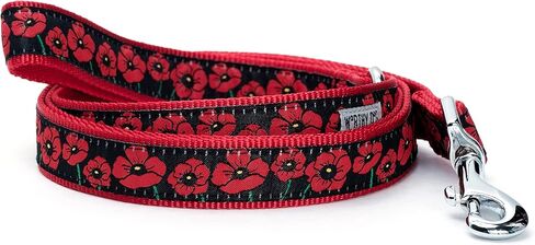 The Worthy Dog Poppies Dog Leash, Comfortable Nylon Webbing, Leashes for Walking, Durable Lead Black - Large in Saudi Arabia