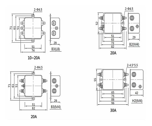 فلتر مضاد للتداخل HT170-16-L8-B3 أحادي الطور 220 فولت 16 أمبير in Kuwait