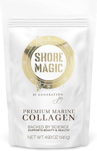 مسحوق الكولاجين البحري الفاخر من شور ماجيك - الببتيدات المتحللة من النوع الأول والثاني والثالث والرابع من الأسماك البرية للبشرة والشعر والأظافر والمفاصل، 14 حصة in Kuwait