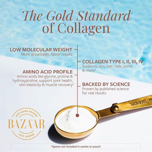 مسحوق الكولاجين البحري الفاخر من شور ماجيك - الببتيدات المتحللة من النوع الأول والثاني والثالث والرابع من الأسماك البرية للبشرة والشعر والأظافر والمفاصل، 14 حصة in Kuwait