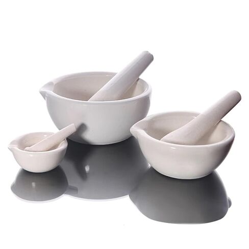 2pcs/lot Lab Ceramic Mortar Laboratory Pestle WIith Mortar Pestle White Mixing Grinding Bowl Set(13cm) in Saudi Arabia