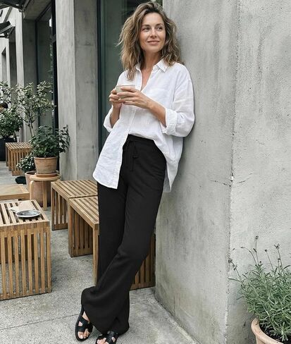 1 Pcs Womens Wide Leg Yoga Pants, Stretch High Waisted Casual Pajama Lounge Pants with Drawstring in Saudi Arabia