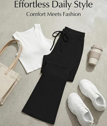 1 Pcs Womens Wide Leg Yoga Pants, Stretch High Waisted Casual Pajama Lounge Pants with Drawstring in Saudi Arabia