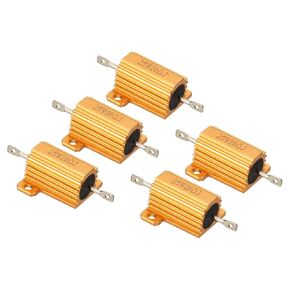 PATIKIL 25W 20 Ohm Aluminum Shell Resistor, 5 Pack Aluminum Housing Resistor Housed Case Wirewound Resistors Screw Tap Power Resistor 5% Tolerance, Golden in Kuwait