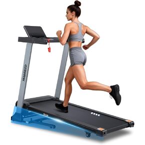 أجهزة الجري HUAGEED للمنزل، 15 مستوى من الانحدار التلقائي، حزام عريض 17.32 بوصة، 3.0 حصان، 0.6-10 ميل في الساعة، آلة جري قابلة للطي بسعة 300 رطل، 40 برنامجًا محددًا مسبقًا in Kuwait