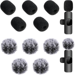10Pcs Mini Furry Microphone Covers Foam, Wireless Microphone Cover Set Windscreens, Suitable for Lav Microphones, Enhances Vocal Clarity, Professional for Recording, Broadcasting and Live Streaming in Kuwait