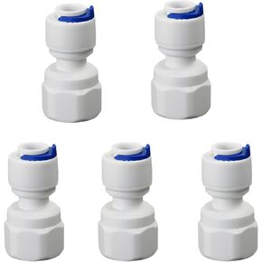 1/4" Female Thread to 1/4" Tube Straight Quick-Connect Adapter, Push-Fit Plastic Pipe Fitting for RO Reverse Osmosis Water Filter Systems, Beverage Dispensers, Water Purifiers (5pcs) in Saudi Arabia