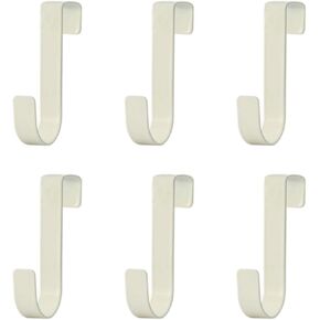 6 قطع خطافات درج خزانة فوق الباب، بدون شماعات خزانة على شكل حرف J، خطافات درج واحد من الفولاذ موفرة للمساحة، منظم حمام المطبخ لتخزين معطف المناشف (أبيض) in Kuwait