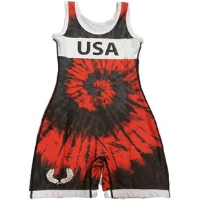 Athena Wrestling - Red Tie Dye Womens/Girls Freestyle Singlet in Kuwait