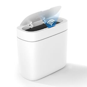 سلة القمامة الحمام في Mopall مع غطاء ، 3.5 جالون علبة مستشعر الحركة التلقائي ، سلة نفايات صغيرة لا تلمسها. in Kuwait
