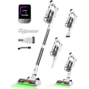 مكنسة كهربائية لاسلكية للمنزل، مكنسة كهربائية مطورة بقوة 60 كيلو باسكال لشعر الحيوانات الأليفة مع وقت تشغيل 70 دقيقة، ضوء LED أخضر للأرضيات الصلبة والسجاد، مكنسة كهربائية قائمة بذاتها قابلة لإعادة الشحن، وردي فاتح in Kuwait