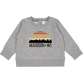 سترة الأطفال Inktastic Madison Wisconsin Skyline Retro Sunset للأطفال in Kuwait