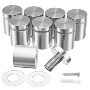 8 قطع براغي من الفولاذ المقاوم للصدأ (قطر 1 بوصة × 1 بوصة طول)، أدوات تثبيت على الحائط لحامل اللافتات الأكريليك، فضي in Kuwait