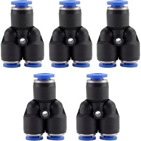 Baomain 5pcs Y-Shaped Pneumatic Fittings 8mm to 10mm Tee Push To Connect Fittings Quick Installation PW10-8 in Kuwait