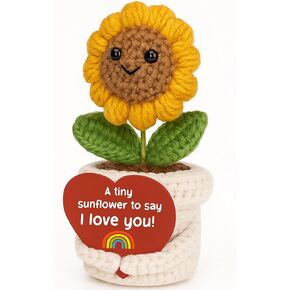 Handmade Positive Crochet Sunflower Plush with Heart Card – Inspirational and Emotional Support Gift for Tough Times – Appreciation for Teacher, Mom, Friend, Coworker, Birthday, Graduation, Christmas in Kuwait