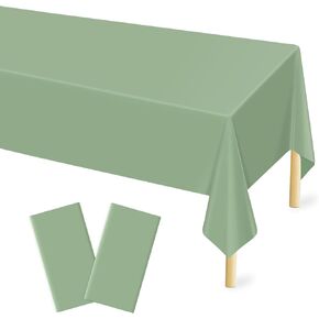 2 Pcs Sage Green Tablecloth Plastic 54 ×108 Inches Rectangle Sage Green Tablecloth Disposable Plastic Waterproof Table Cover for Outdoor Picnic, Kitchen, Holiday Birthday Wedding Baby Shower Party in Kuwait