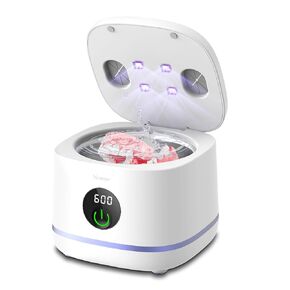 منظف ​​بالموجات فوق الصوتية - منظف المجوهرات والمثبتات بقوة 45 كيلو هرتز - تنظيف عميق بدون جهد لأطقم الأسنان والمجوهرات والخواتم ورؤوس فرشاة الأسنان - تشغيل بلمسة واحدة، آلة محمولة من الفولاذ المقاوم للصدأ (أسود) in Kuwait