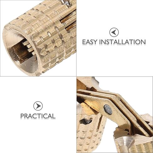 Luxshiny 10 قطع 8 مم مفصلات أسطوانية نحاسية مخفية لخزائن الأثاث وصناديق المجوهرات غير المرئية ومفصلات معدنية صغيرة للأبواب مع زاوية فتح 180 درجة in Kuwait