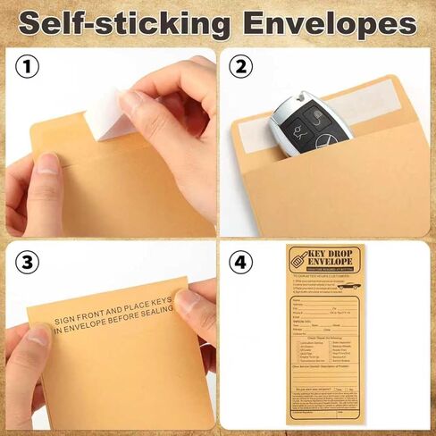 100 Pack Heavyweight Key Transfer Envelopes – Secure Adhesive Mailers for Auto Services (4.125"x9.5") in Kuwait