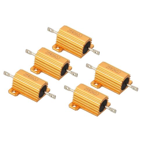 PATIKIL 25W 20 Ohm Aluminum Shell Resistor, 5 Pack Aluminum Housing Resistor Housed Case Wirewound Resistors Screw Tap Power Resistor 5% Tolerance, Golden in Kuwait
