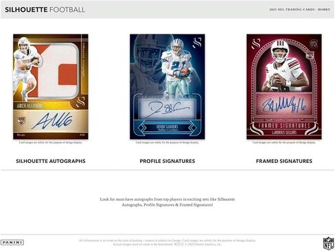 2025 Panini Silhouette Football Hobby Trading Card Box (4 Autographs/Memorabilia Cards Per Box) in Saudi Arabia