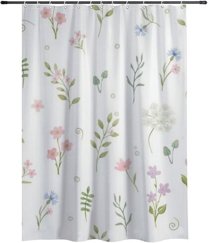 أنماط الأزهار البسيطة ستارة الدش الغربية مع السنانير، ستارة دش ريفية مقاومة للماء للصيف، ستائر ريترو من القماش قابلة للغسل لحوض الاستحمام في منتصف القرن ديكور المنزل الحديث 68 × 72 بوصة in Kuwait